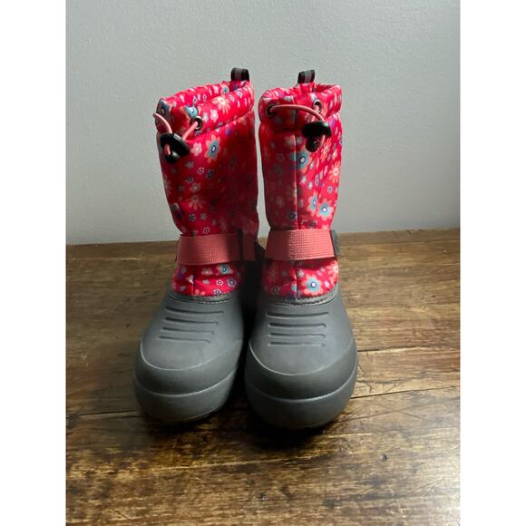 Northside Snow Boots Floral Boho Pink Gray  Velcro Thinsulate - Picture 2 of 8